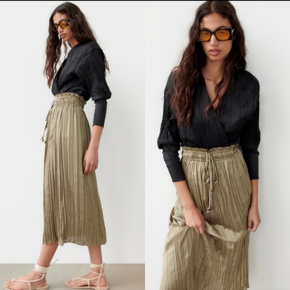 Zara Wrinkle Effect Midi Skirt - Picture 3 of 4